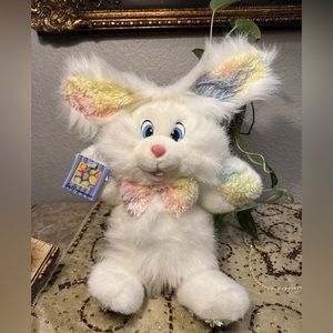 Dan Dee Hoppy 16” Plush Large Easter Bunny Rabbit White Pastel Rainbow Ears New